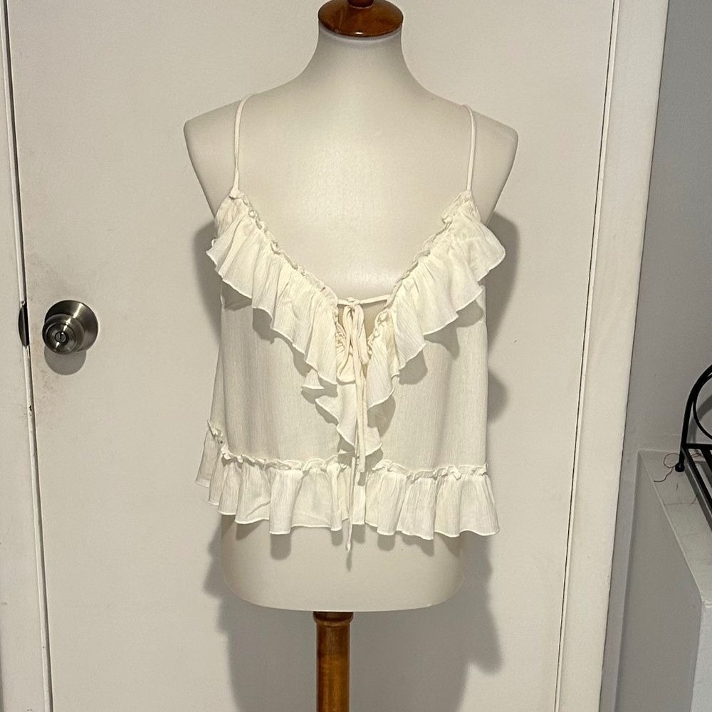 Mahina Ruffle Cami Ivory Top NEW with Tags - Size S.